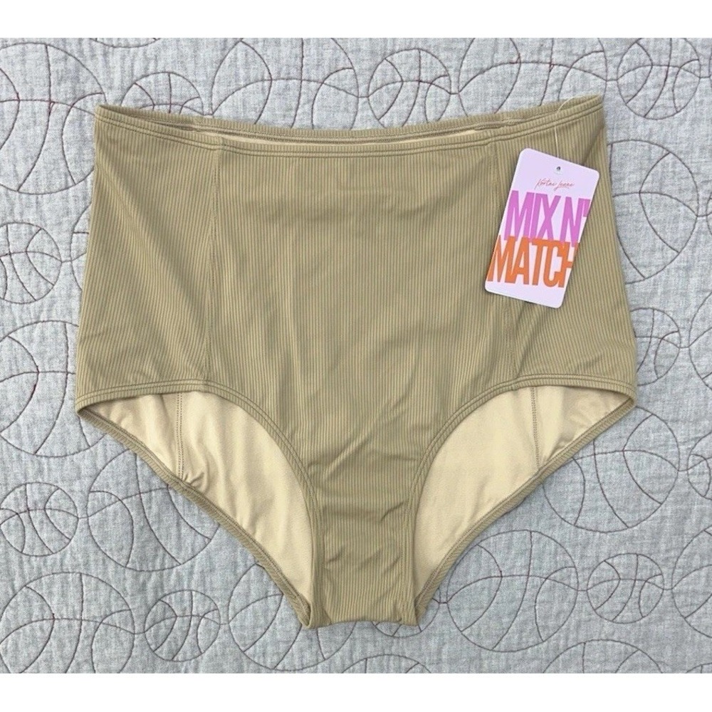 Kortni Jeane Mix N' Match High Waisted Ribbed Swim Bottoms / Size Large